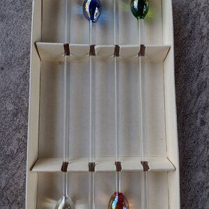 Pier 1 Imports Blown Glass Swizzle Sticks Iridescent Multi-color - Set of 4